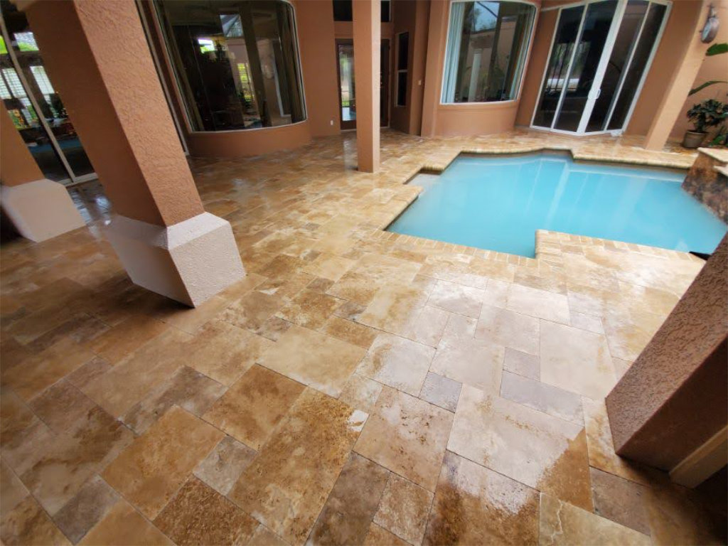 Travertine Paver Pattern With Natural Stone Texture